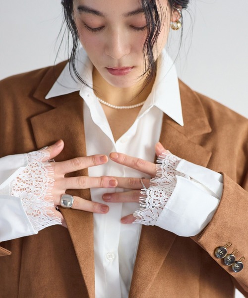 VIS（ビス）の「レーススリーブAラインシャツ（シャツ/ブラウス・レディース・ホワイト/グレー/サックスブルー・FREE）」の8枚目の写真