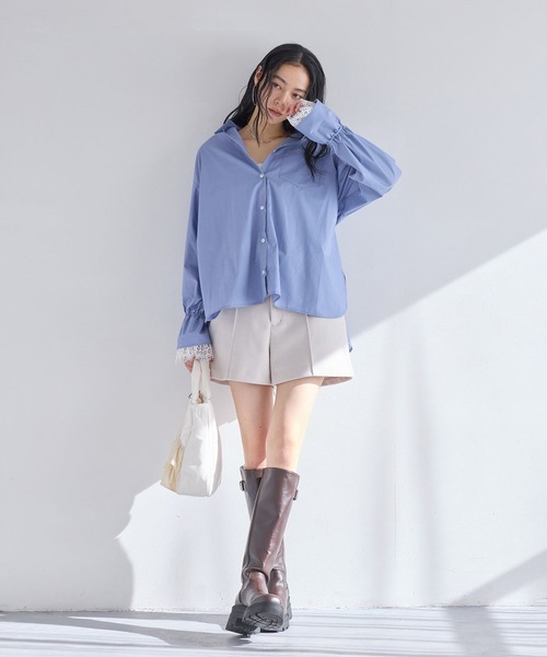 VIS（ビス）の「レーススリーブAラインシャツ（シャツ/ブラウス・レディース・ホワイト/グレー/サックスブルー・FREE）」の13枚目の写真