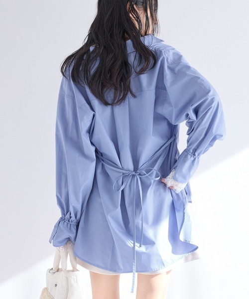 VIS（ビス）の「レーススリーブAラインシャツ（シャツ/ブラウス・レディース・ホワイト/グレー/サックスブルー・FREE）」の12枚目の写真