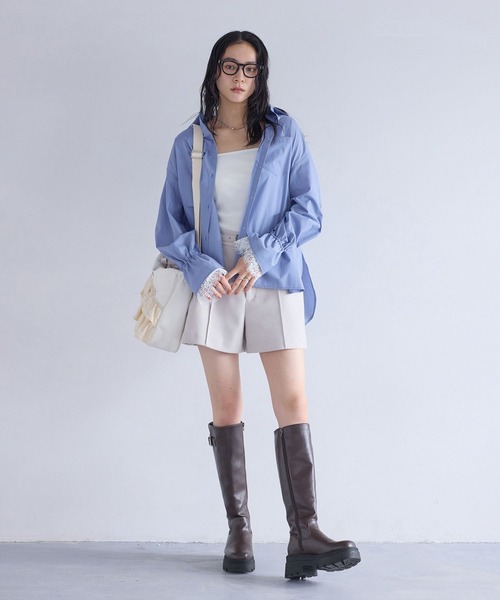 VIS（ビス）の「レーススリーブAラインシャツ（シャツ/ブラウス・レディース・ホワイト/グレー/サックスブルー・FREE）」の14枚目の写真