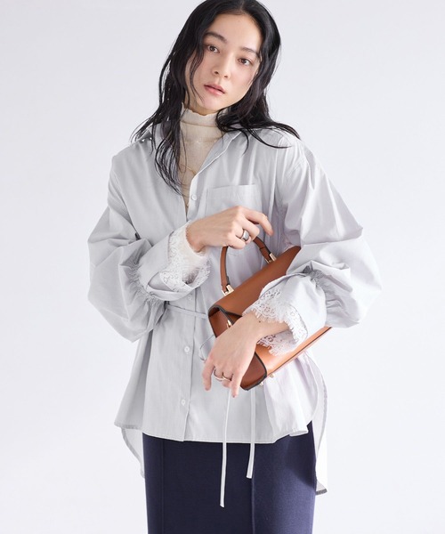 VIS（ビス）の「レーススリーブAラインシャツ（シャツ/ブラウス・レディース・ホワイト/グレー/サックスブルー・FREE）」の15枚目の写真