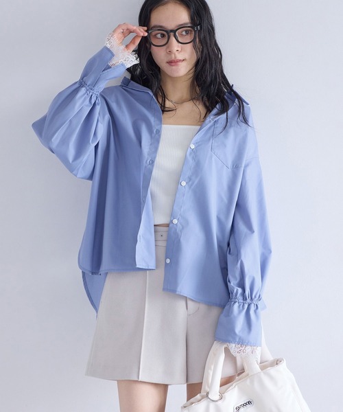 VIS（ビス）の「レーススリーブAラインシャツ（シャツ/ブラウス・レディース・ホワイト/グレー/サックスブルー・FREE）」の11枚目の写真