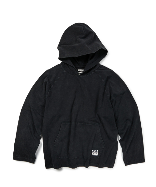 (GEAR) LABEL WASHED HOODIE (BLACK)