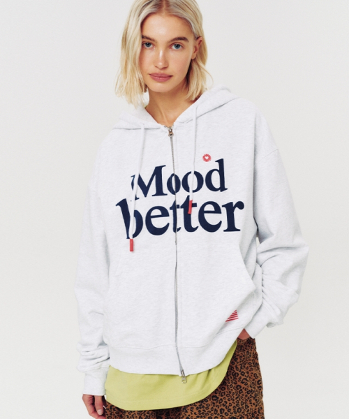 MOODBETTER(ムード ベター)の「MOOD HOODED ZIP UP WHITE MELANGE(パーカー・レディース・その他・FREE)」の1枚目の写真