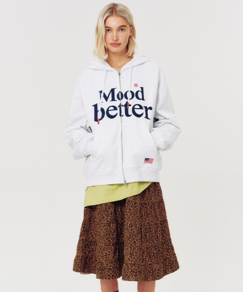 MOODBETTER(ムード ベター)の「MOOD HOODED ZIP UP WHITE MELANGE(パーカー・レディース・その他・FREE)」の4枚目の写真