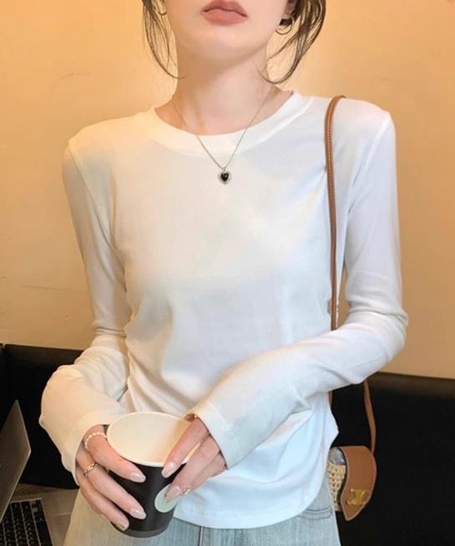 NANEA(ナネア)の「ウエストギャザーロングTシャツ(Tシャツ/カットソー・レディース・ブラック/ライトグレー/ホワイト・MEDIUM/LARGE/SMALL)」の2枚目の写真