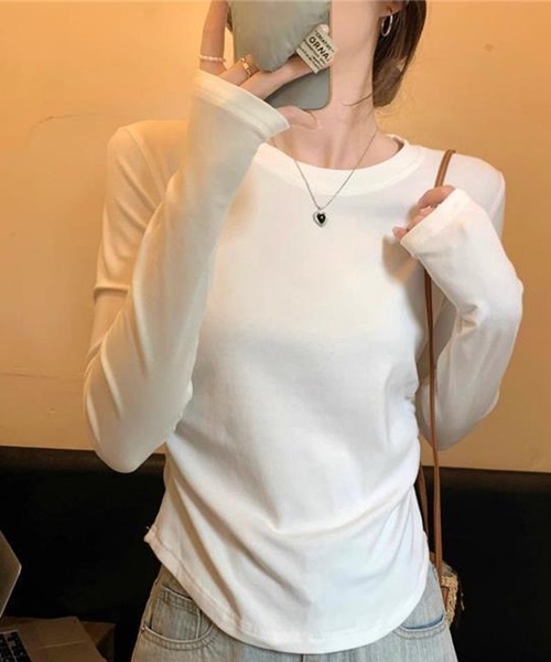 NANEA(ナネア)の「ウエストギャザーロングTシャツ(Tシャツ/カットソー・レディース・ブラック/ライトグレー/ホワイト・MEDIUM/LARGE/SMALL)」の18枚目の写真