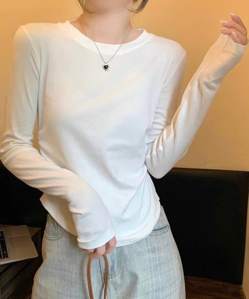 NANEA(ナネア)の「ウエストギャザーロングTシャツ(Tシャツ/カットソー・レディース・ブラック/ライトグレー/ホワイト・MEDIUM/LARGE/SMALL)」の19枚目の写真