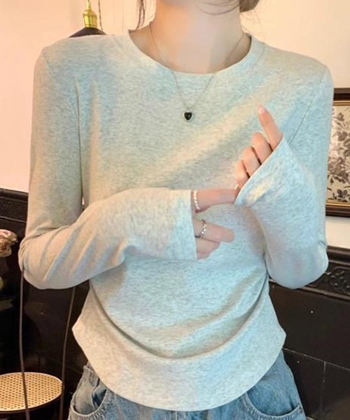 NANEA(ナネア)の「ウエストギャザーロングTシャツ(Tシャツ/カットソー・レディース・ブラック/ライトグレー/ホワイト・MEDIUM/LARGE/SMALL)」の4枚目の写真