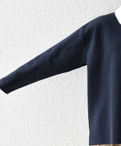 SHIPS any（シップス エニィ）の「SHIPS any:〈洗濯機可能〉ダンボール バイカラー プルオーバー（Tシャツ/カットソー・レディース・ネイビー/ライトグレー/ナチュラル・ONE SIZE）」の8枚目の写真