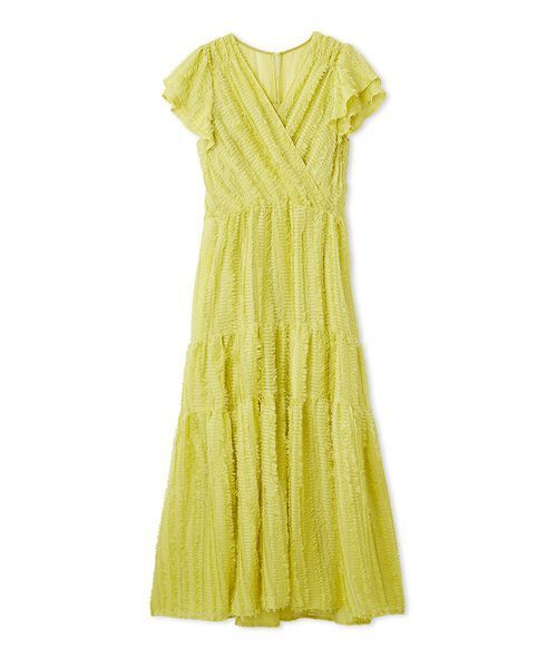 FRAY I.D(フレイアイディー)の「【00サイズあり】フリンジジャカードティアードワンピース(ワンピース・レディース・ブラック/ホワイト/ライム/ピンク・0/1/00)」の3枚目の写真