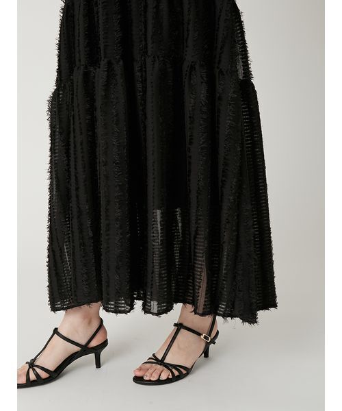 FRAY I.D(フレイアイディー)の「【00サイズあり】フリンジジャカードティアードワンピース(ワンピース・レディース・ブラック/ホワイト/ライム/ピンク・0/1/00)」の19枚目の写真