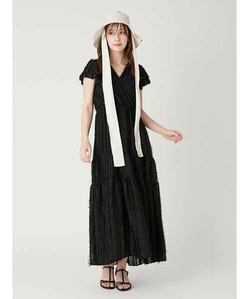 FRAY I.D(フレイアイディー)の「【00サイズあり】フリンジジャカードティアードワンピース(ワンピース・レディース・ブラック/ホワイト/ライム/ピンク・0/1/00)」の22枚目の写真