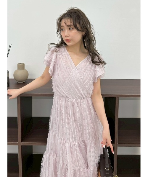 FRAY I.D(フレイアイディー)の「【00サイズあり】フリンジジャカードティアードワンピース(ワンピース・レディース・ブラック/ホワイト/ライム/ピンク・0/1/00)」の7枚目の写真