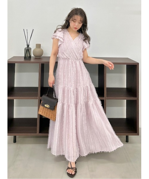 FRAY I.D(フレイアイディー)の「【00サイズあり】フリンジジャカードティアードワンピース(ワンピース・レディース・ブラック/ホワイト/ライム/ピンク・0/1/00)」の8枚目の写真