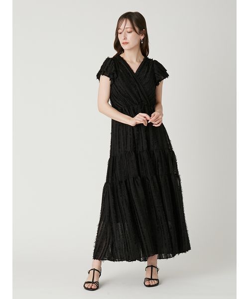 FRAY I.D(フレイアイディー)の「【00サイズあり】フリンジジャカードティアードワンピース(ワンピース・レディース・ブラック/ホワイト/ライム/ピンク・0/1/00)」の10枚目の写真