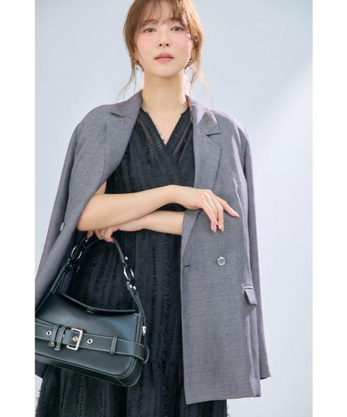 FRAY I.D(フレイアイディー)の「【00サイズあり】フリンジジャカードティアードワンピース(ワンピース・レディース・ブラック/ホワイト/ライム/ピンク・0/1/00)」の5枚目の写真