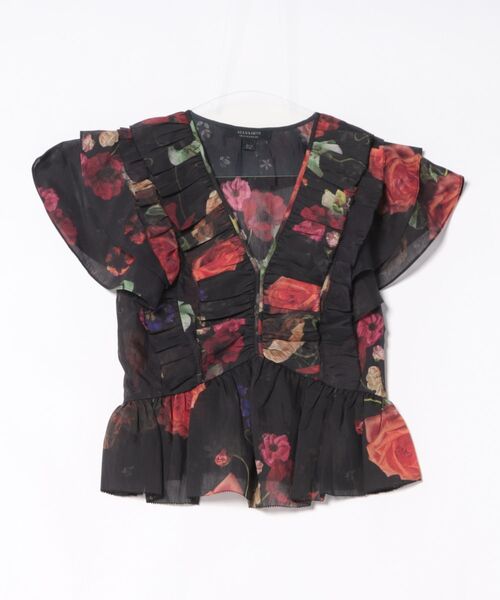 ALLSAINTS（オールセインツ）の「ALMA FLORAL FRILL TOP | ALMA フローラル フリル トップ（その他トップス・レディース・ブラック・4/8/6）」の9枚目の写真