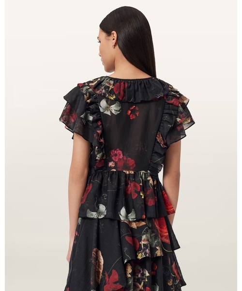 ALLSAINTS（オールセインツ）の「ALMA FLORAL FRILL TOP | ALMA フローラル フリル トップ（その他トップス・レディース・ブラック・4/8/6）」の7枚目の写真