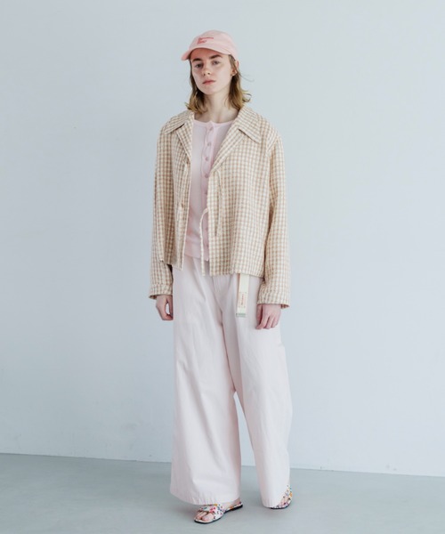 MEYAME(メヤメ)の「MEYAME/メヤメ サイドラインワイドパンツ SIDE LINE WIDE PANTS(その他パンツ・レディース・ピンク/グリーン・1/0)」の4枚目の写真