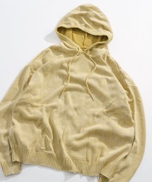 Ritzy（リッツィー）の「ヴィンテージライク ピグメント加工 ワンポイント刺繍 プルオーバー コットンニットパーカー フーディ― ユニセックス（パーカー）」