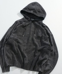 Ritzy（リッツィー）の「ヴィンテージライク ピグメント加工 ワンポイント刺繍 プルオーバー コットンニットパーカー フーディ― ユニセックス（パーカー）」