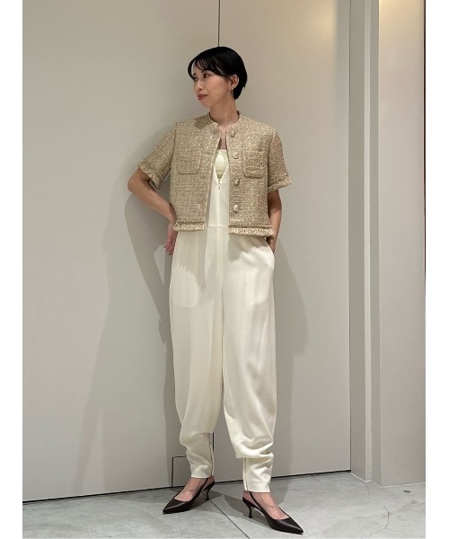 ESTNATION（エストネーション）の「ESSENCEOFLUXURY / Vネック オールインワン（つなぎ/オールインワン・レディース・ブラック/アイボリー・36/38）」の12枚目の写真