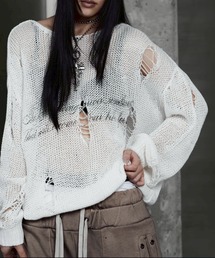 ROSEN KREUZ（ローゼンクロイツ）の「【Rosen Kreuz】LOOSE MESH KNIT / 【ローゼンクロイツ】ルーズダメージメッシュニット（ニット/セーター）」