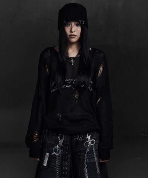 ROSEN KREUZ(ローゼンクロイツ)の「【Rosen Kreuz】LOOSE MESH KNIT / 【ローゼンクロイツ】ルーズダメージメッシュニット(ニット/セーター・メンズ・ホワイト/ブラック・01/02)」の15枚目の写真