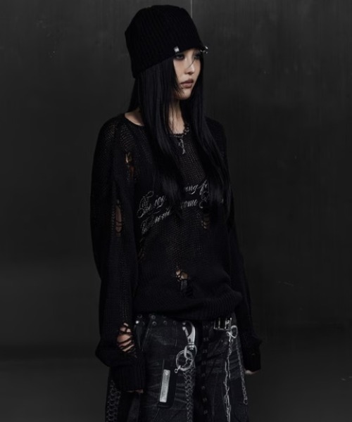 ROSEN KREUZ(ローゼンクロイツ)の「【Rosen Kreuz】LOOSE MESH KNIT / 【ローゼンクロイツ】ルーズダメージメッシュニット(ニット/セーター・メンズ・ホワイト/ブラック・01/02)」の16枚目の写真