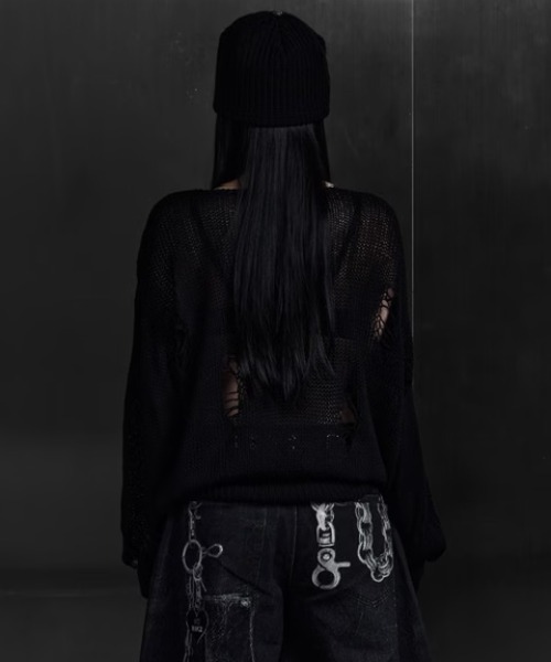ROSEN KREUZ(ローゼンクロイツ)の「【Rosen Kreuz】LOOSE MESH KNIT / 【ローゼンクロイツ】ルーズダメージメッシュニット(ニット/セーター・メンズ・ホワイト/ブラック・01/02)」の17枚目の写真