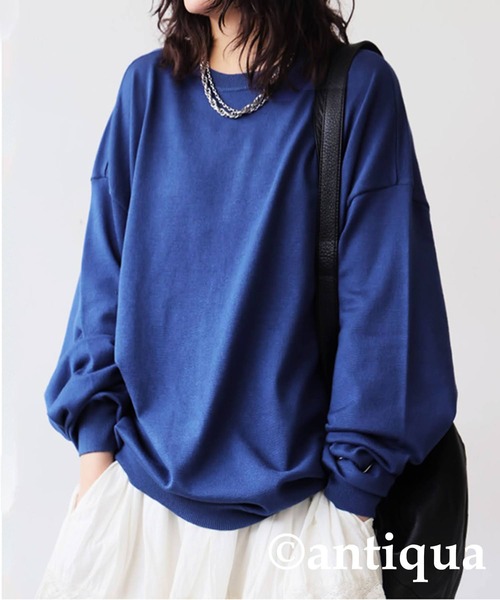 antiqua(アンティカ)の「長袖 無地 クルーネック マシュマロタッチ ニット(ニット/セーター・レディース・ブラック/グレイッシュベージュ/杢グレー/ホワイト系その他/レッド/グリーン系その他/ネイビー/ブルー系その他・M/L/XL)」の13枚目の写真