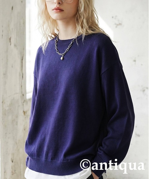 antiqua(アンティカ)の「長袖 無地 クルーネック マシュマロタッチ ニット(ニット/セーター・レディース・ブラック/グレイッシュベージュ/杢グレー/ホワイト系その他/レッド/グリーン系その他/ネイビー/ブルー系その他・M/L/XL)」の17枚目の写真