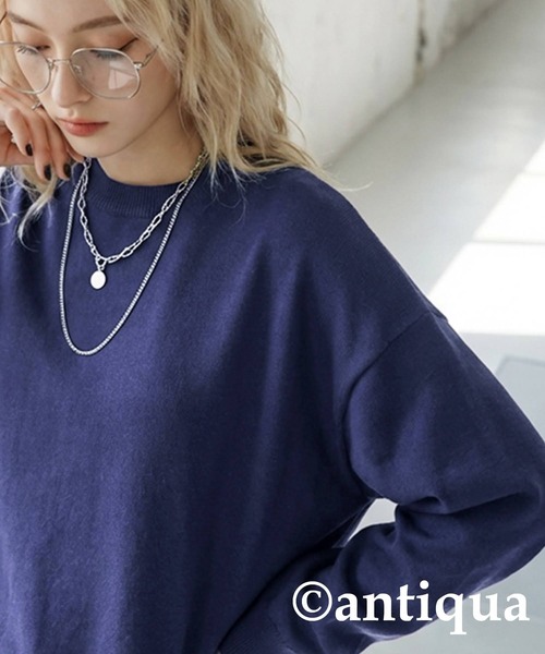 antiqua(アンティカ)の「長袖 無地 クルーネック マシュマロタッチ ニット(ニット/セーター・レディース・ブラック/グレイッシュベージュ/杢グレー/ホワイト系その他/レッド/グリーン系その他/ネイビー/ブルー系その他・M/L/XL)」の16枚目の写真