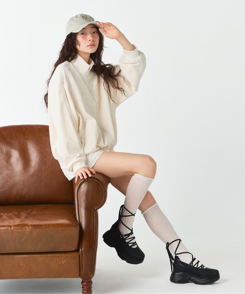 Heather（ヘザー）の「ベロアレースラインブルゾン　648095（ブルゾン・レディース・ネイビー/アイボリー/ライトブルー・FREE）」の5枚目の写真