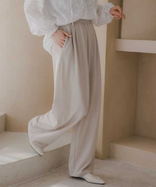 slattgir(スラットジール)の「高身長 カットジョーゼットタックワイドパンツ(トールサイズ)Essenave(その他パンツ・レディース・アイボリー/ブラック・TM/T5L/T4L/T3L/TLL/TL)」の15枚目の写真