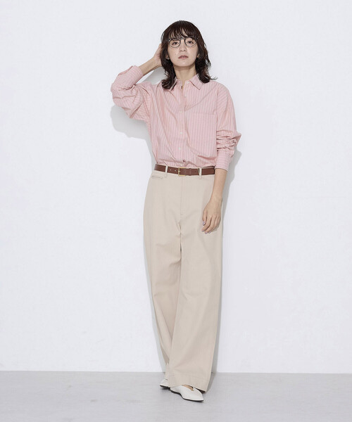 COMME CA Wardrobe(コムサワードローブ)の「オーガニックワッシャーストライプ シャツ(シャツ/ブラウス・レディース・サックスブルー/ピンク/イエロー・FREE)」の4枚目の写真