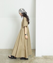 Ray BEAMS | 【7/31再値下げ】ウエスト タック スキッパー ワンピース 26SS シャツワンピ 通勤 通学 ロングワンピース オフィスカジュアル 洗える イージーケア シワになりにくい(ワンピース)