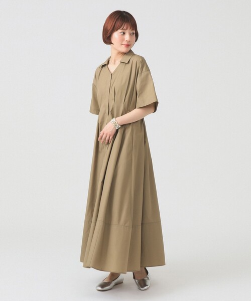 Ray BEAMS（レイビームス）の「ウエスト タック スキッパー ワンピース（ワンピース・レディース・ブラウン系その他5/ブラック・1/0）」の2枚目の写真