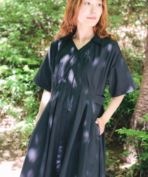 Ray BEAMS | ウエスト タック スキッパー ワンピース　26SS  シャツワンピ 通勤 通学 ロングワンピース オフィスカジュアル  洗える イージーケア シワになりにくい(ワンピース)
