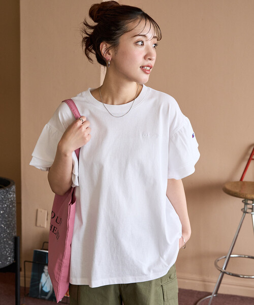 Champion 別注フリル袖トップス　フリークスストア 限定展開 Champion × FREAK'S STORE/チャンピオン 別注 フリル袖