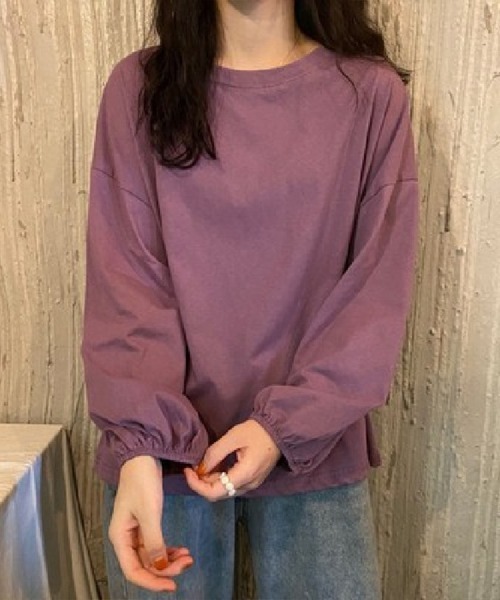 Flugge(フラッジー)の「袖ギャザーロングスリーブカットソー(Tシャツ/カットソー・レディース・パープル/ブルー/ブラック/イエロー/ホワイト・FREE)」の4枚目の写真