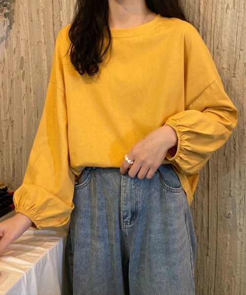 Flugge(フラッジー)の「袖ギャザーロングスリーブカットソー(Tシャツ/カットソー・レディース・パープル/ブルー/ブラック/イエロー/ホワイト・FREE)」の5枚目の写真