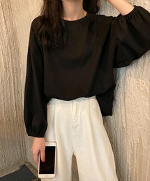 袖ギャザーロングスリーブカットソー