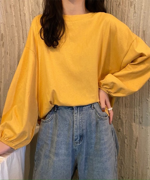 Flugge(フラッジー)の「袖ギャザーロングスリーブカットソー(Tシャツ/カットソー・レディース・パープル/ブルー/ブラック/イエロー/ホワイト・FREE)」の6枚目の写真