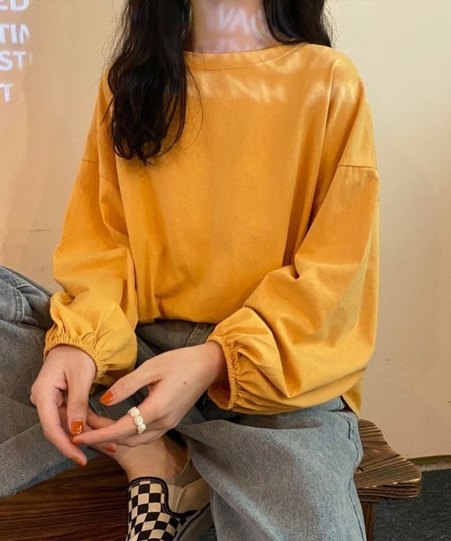 Flugge(フラッジー)の「袖ギャザーロングスリーブカットソー(Tシャツ/カットソー・レディース・パープル/ブルー/ブラック/イエロー/ホワイト・FREE)」の7枚目の写真