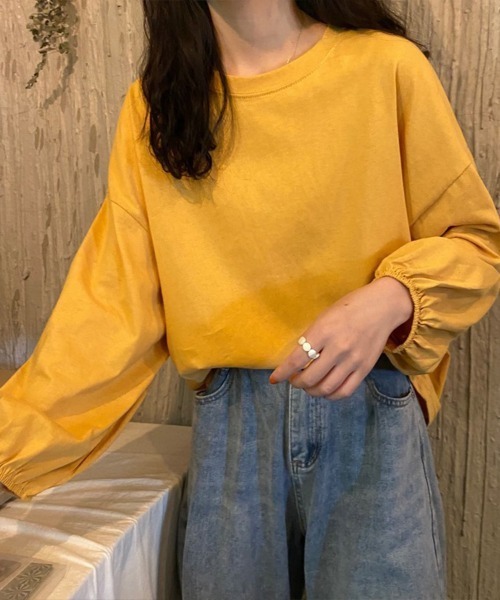 Flugge(フラッジー)の「袖ギャザーロングスリーブカットソー(Tシャツ/カットソー・レディース・パープル/ブルー/ブラック/イエロー/ホワイト・FREE)」の8枚目の写真