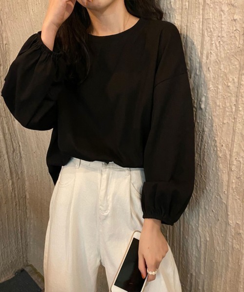 Flugge(フラッジー)の「袖ギャザーロングスリーブカットソー(Tシャツ/カットソー・レディース・パープル/ブルー/ブラック/イエロー/ホワイト・FREE)」の11枚目の写真