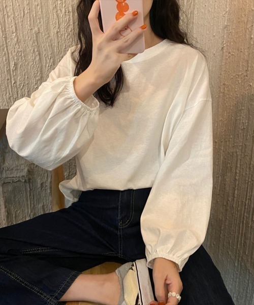 Flugge(フラッジー)の「袖ギャザーロングスリーブカットソー(Tシャツ/カットソー・レディース・パープル/ブルー/ブラック/イエロー/ホワイト・FREE)」の13枚目の写真