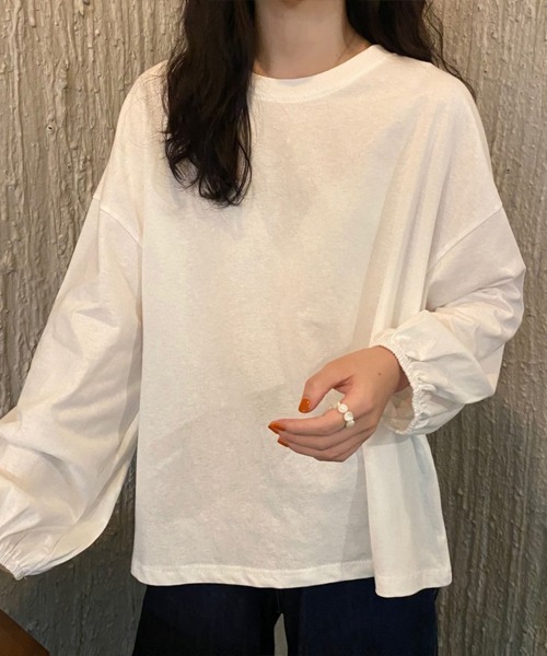 Flugge(フラッジー)の「袖ギャザーロングスリーブカットソー(Tシャツ/カットソー・レディース・パープル/ブルー/ブラック/イエロー/ホワイト・FREE)」の14枚目の写真